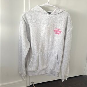 White Fox Boutique Gray and Pink Sweater with Logo